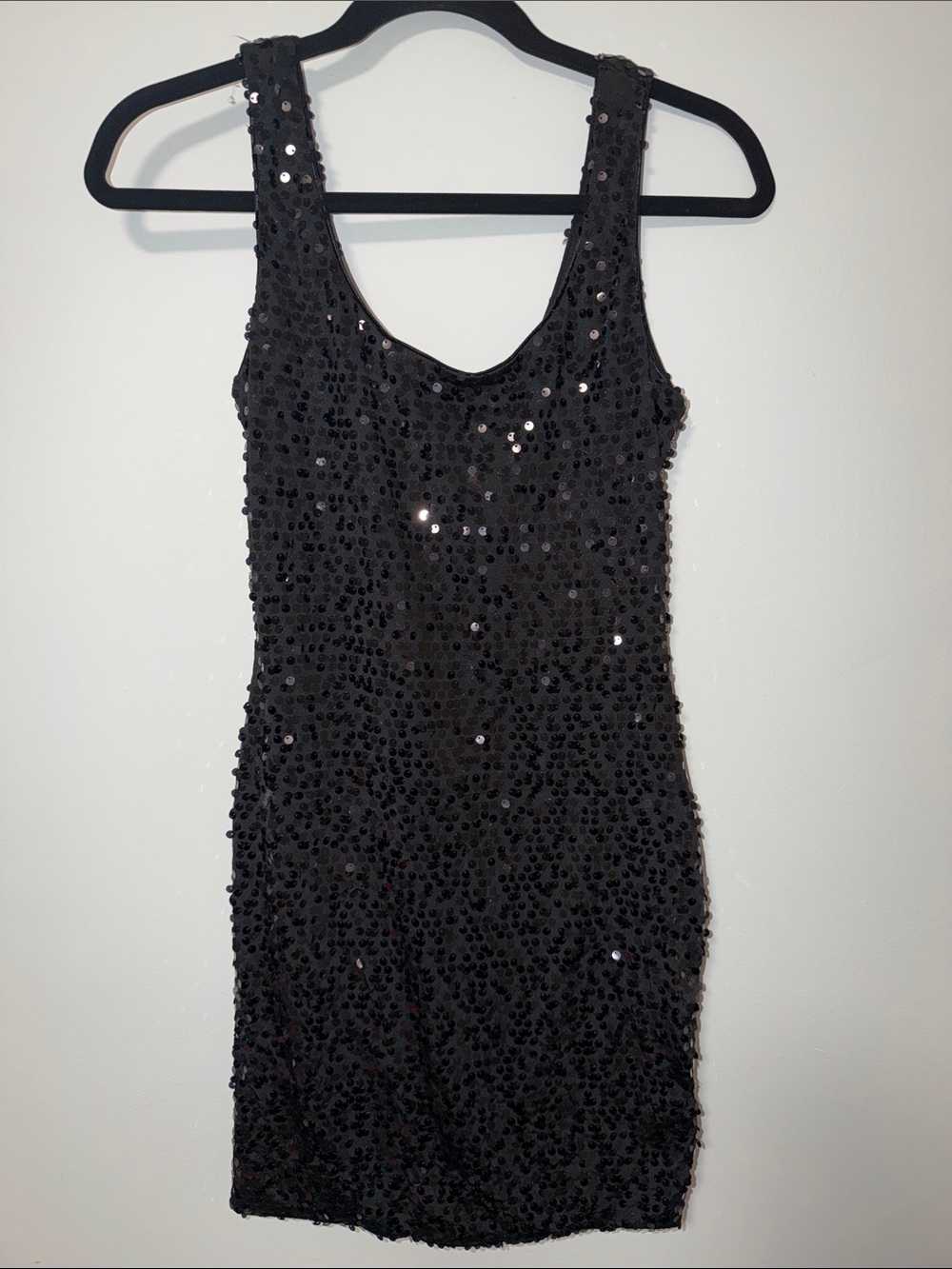 As U Wish Black Sequin Mini Dress